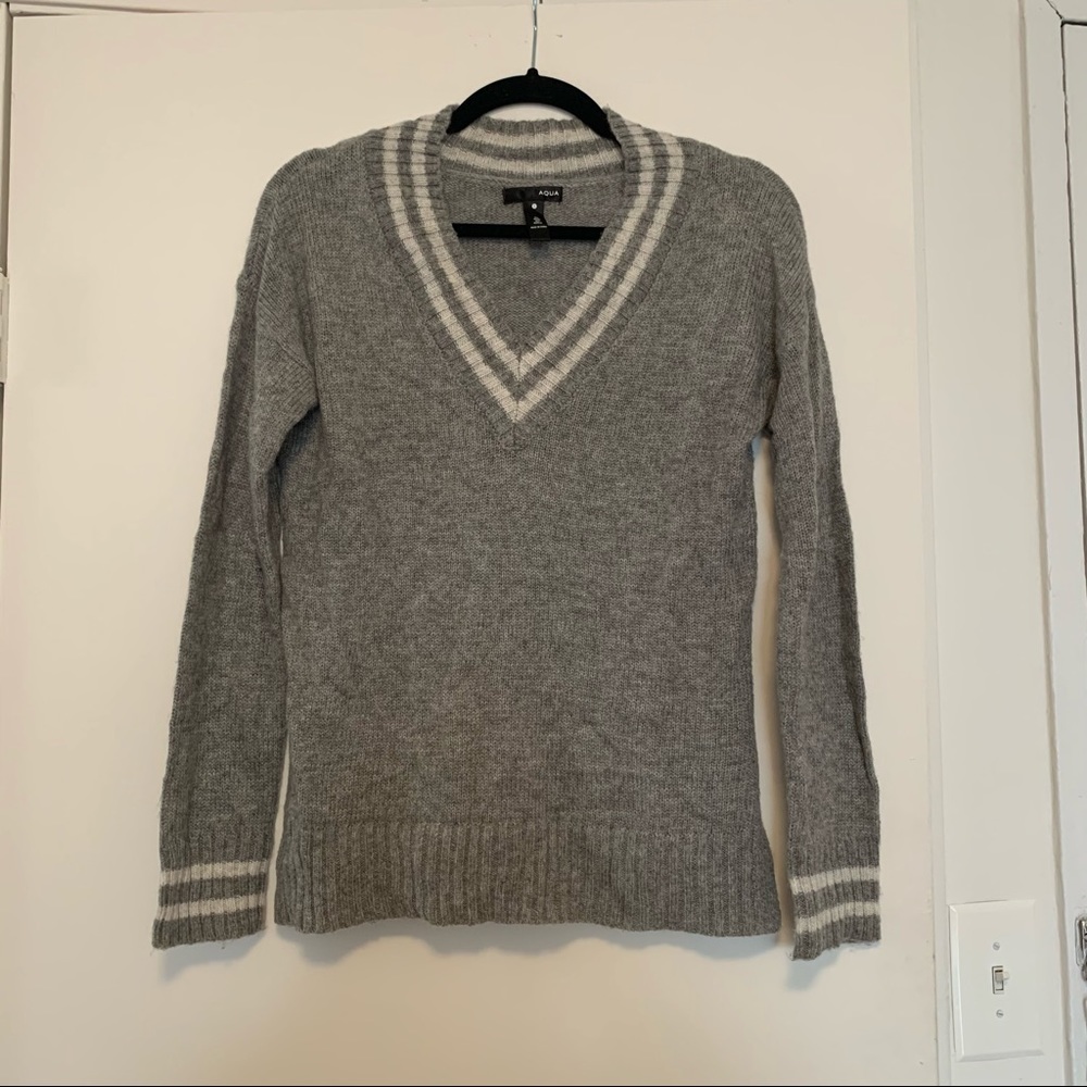 Grey Aqua varsity sweater